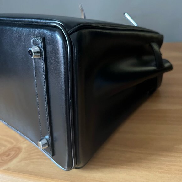 Wirkin Designer Inspired Black Box Leather 30 CM Bag - Picture 12 of 12